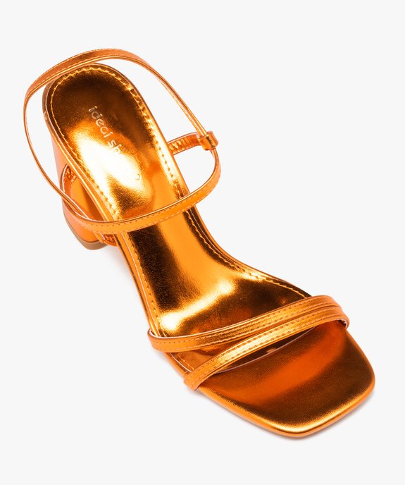 Sandales femme à talon carré et fines brides métallisées vue5 - SANS MARQUE - GEMO