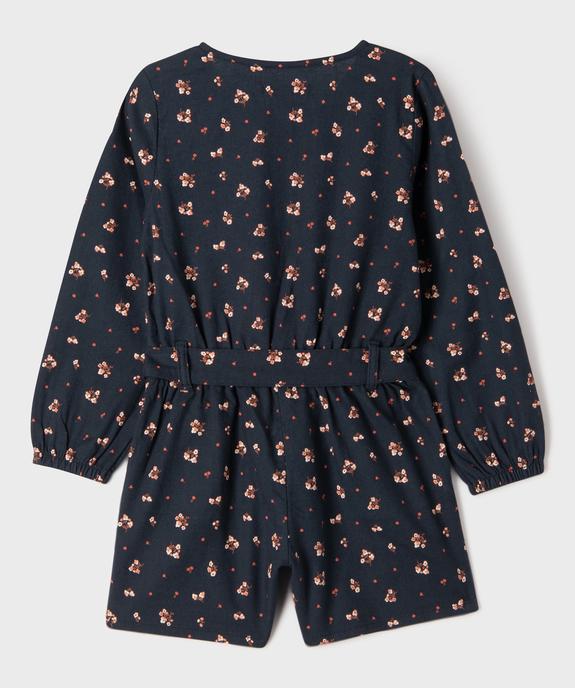 Combishort manches longues à motif fleuri fille - LuluCastagnette vue3 - LULUCASTAGNETTE - GEMO