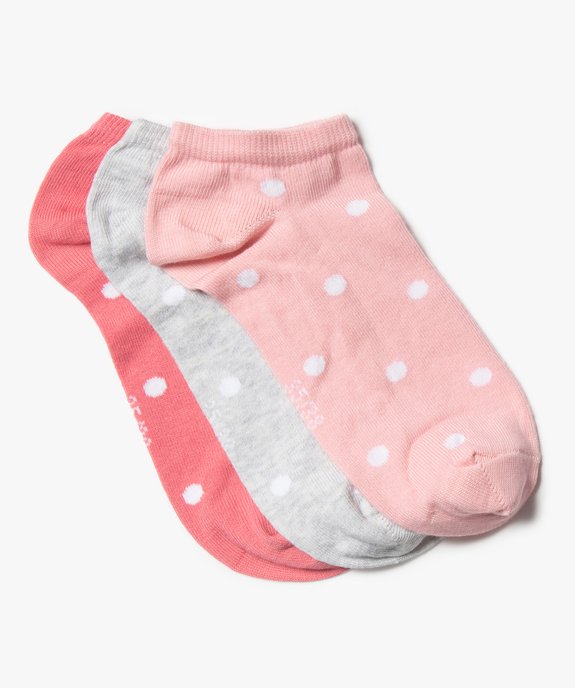 Chaussettes fille tige ultra-courte à pois (lot de 3) vue1 - GEMO (ENFANT) - GEMO