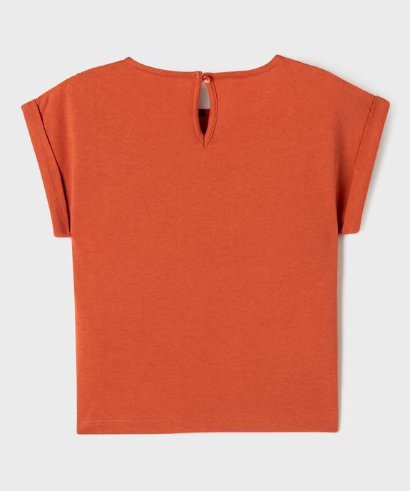 Tee-shirt manches courtes avec détails brodés fille vue3 - GEMO 4G FILLE - GEMO