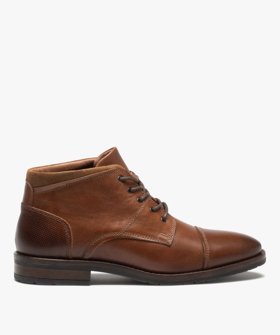Derbies homme semi-montants dessus cuir uni – Tanéo vue2 - TANEO - GEMO