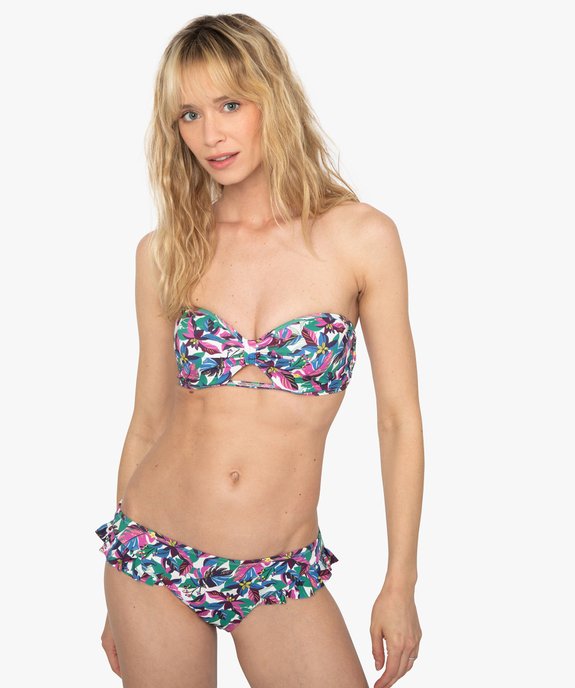 Bas de maillot de bain femme forme slip avec volants vue3 - GEMO (PLAGE) - GEMO