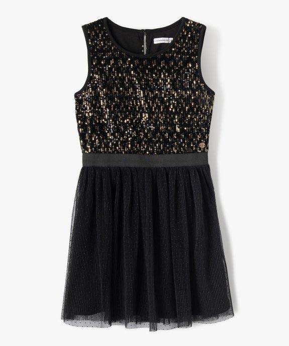 Robe sans manches à sequins et voile plumetis fille - LuluCastagnette vue2 - LULUCASTAGNETTE - GEMO