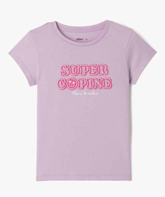 Tee-shirt à manches courtes avec motifs girly fille vue1 - GEMO (ENFANT) - GEMO