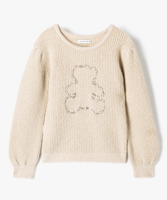 Pull fille en grosse maille pailletée - LuluCastagnette vue2 - LULUCASTAGNETTE - GEMO