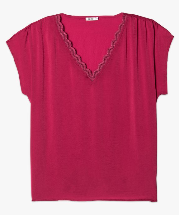 Blouse femme en satin à col V en dentelle vue4 - GEMO(FEMME PAP) - GEMO