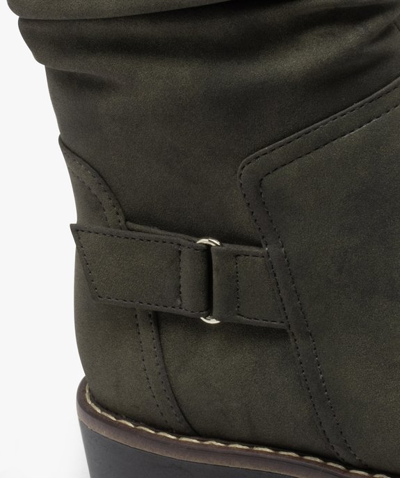 Boots femme à talon plat dessus uni avec col plissé vue7 - GEMO (CASUAL) - GEMO
