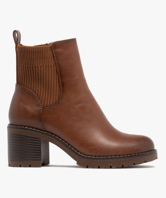 Boots à talon bloc avec tige en maille côtelée femme vue2 - 5 MILES - GEMO