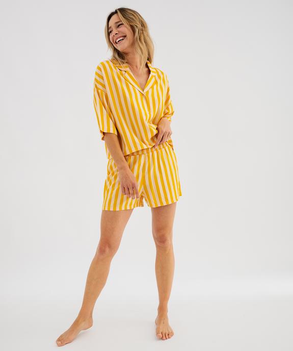 Short de pyjama à rayures en viscose femme vue4 - GEMO 4G FEMME - GEMO