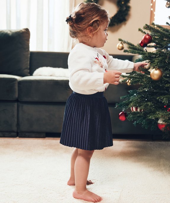 Jupe bebe fille forme trapeze en velours plisse