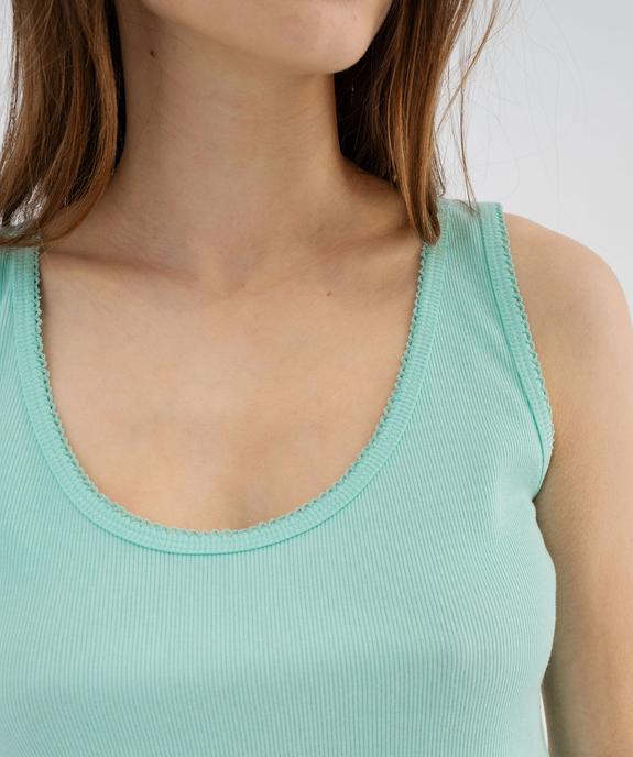 Débardeur lingerie en maille côtelée femme vue2 - GEMO 4G FEMME - GEMO