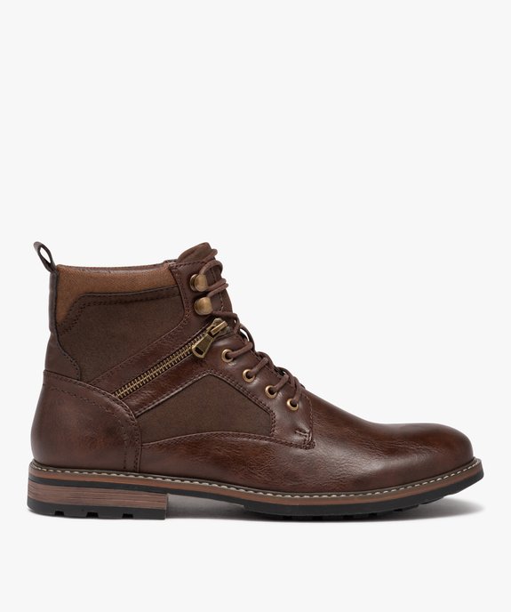 Boots homme unis à lacets avec zip fantaisie vue2 - GEMO (CASUAL) - GEMO