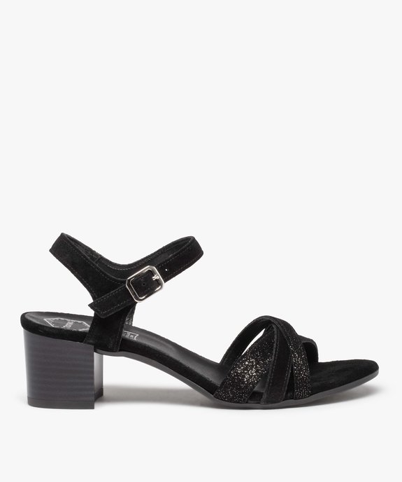 Sandales femme à talon dessus cuir retourné - Tanéo vue1 - TANEO - GEMO