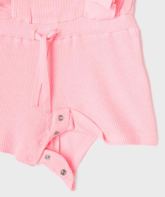 Combishort en maille nid d’abeille bébé fille vue2 - GEMO(BEBE DEBT) - GEMO