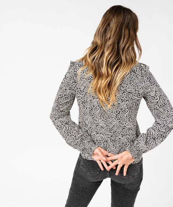 Blouse imprimée à manches longues avec détails froncés femme vue3 - GEMO(FEMME PAP) - GEMO