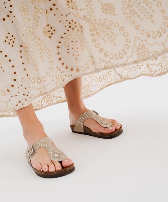 Claquettes à entredoigts semelle intérieure cuir avec strass femme vue7 - VALENTINA BALDA - GEMO