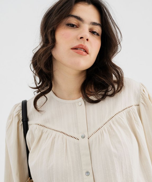 Blouse manches longues esprit bohème femme grande taille vue2 - GEMO (G TAILLE) - GEMO