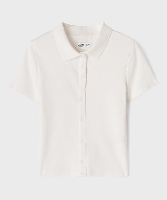 Polo en maille côtelée avec boutons fantaisie fille vue1 - GEMO 4G FILLE - GEMO