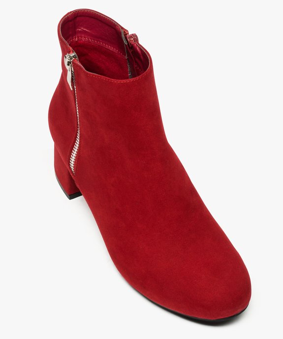 Boots femme à talon carré en suédine unie et zip décoratif vue5 - VALENTINA BALDA - GEMO
