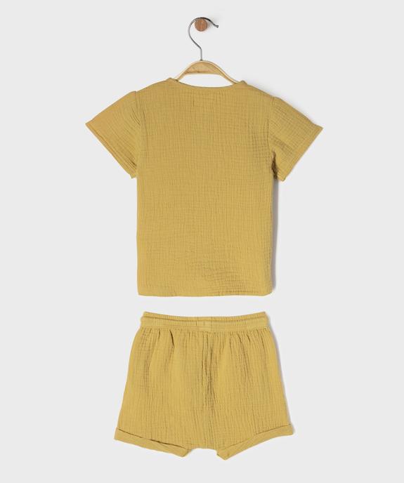 Ensemble 2 pièces en gaze de coton bébé garçon short + tee-shirt vue3 - GEMO(BEBE DEBT) - GEMO