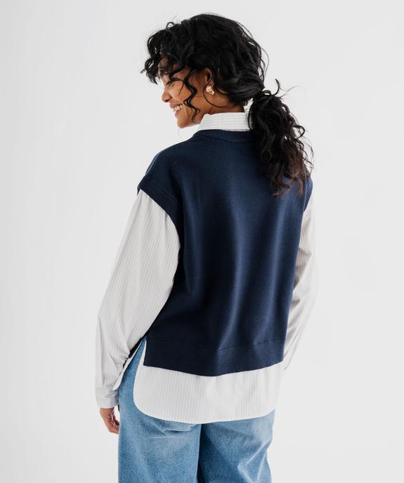 Pull sans manches et chemise 2 en 1 femme vue3 - GEMO(FEMME PAP) - GEMO