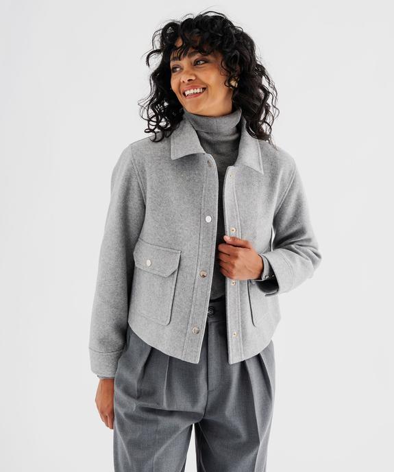 Veste courte aspect drap de laine femme vue1 - GEMO(FEMME PAP) - GEMO
