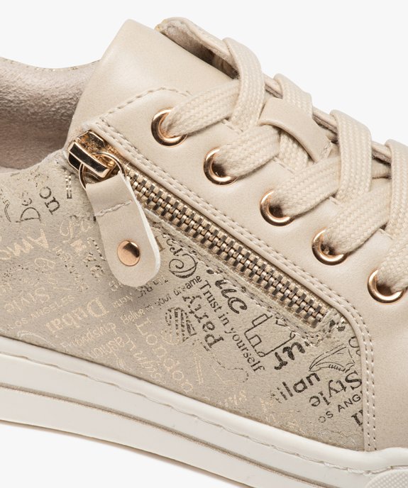 Baskets femme unies à lacets et à double zip avec détails imprimés fantaisie vue6 - FOLLOW ME - GEMO