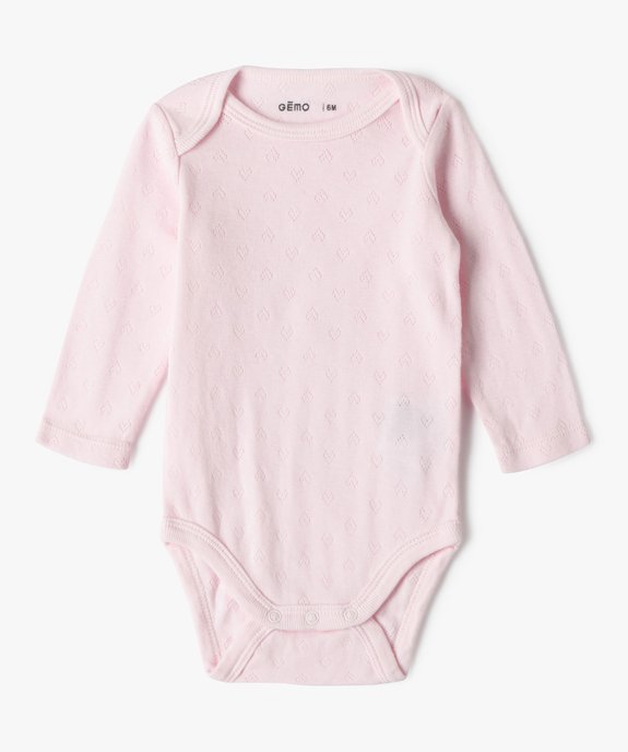 Body bébé fille à manches longues motifs chats (lot de 3) vue2 - GEMO 4G BEBE - GEMO