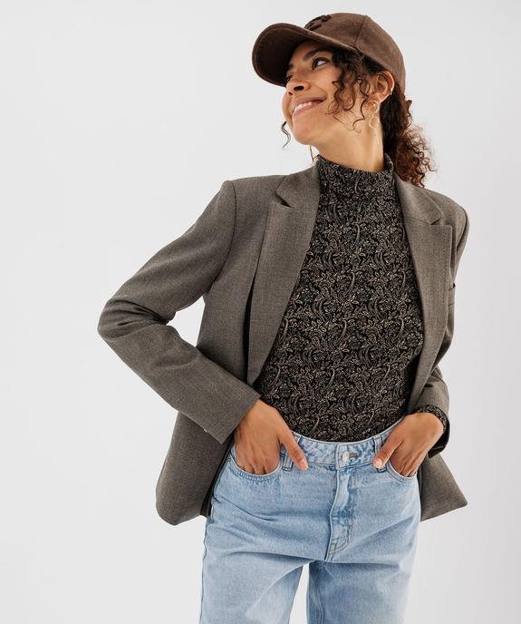 Tee-shirt manches longues et col roulé imprimé femme vue1 - GEMO 4G FEMME - GEMO