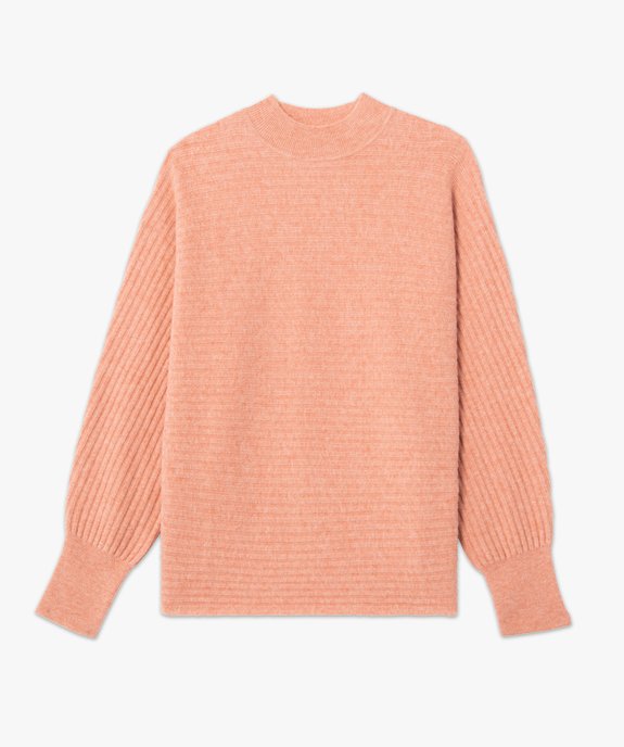 Pull femme en maille côtelée horizontale à col montant vue4 - GEMO(FEMME PAP) - GEMO