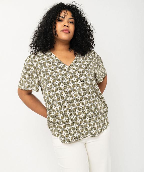 Blouse manches courtes en viscose imprimée femme grande taille vue1 - GEMO (G TAILLE) - GEMO