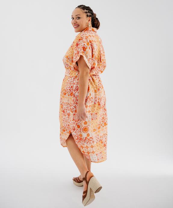 Robe chemise longue à manches courtes en maille fluide femme grande taille vue1 - GEMO 4G GT - GEMO