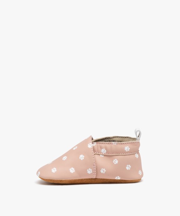 Chaussons bébé fille dessus en cuir imprimé pattes de chat vue3 - GEMO (ENFANT) - GEMO
