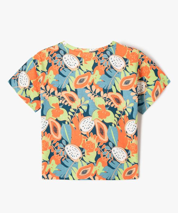 Tee-shirt manches courtes à motifs fleuris fille vue3 - GEMO (JUNIOR) - GEMO
