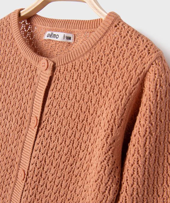 Gilet en coton ajouré bébé fille vue3 - GEMO(BEBE DEBT) - GEMO