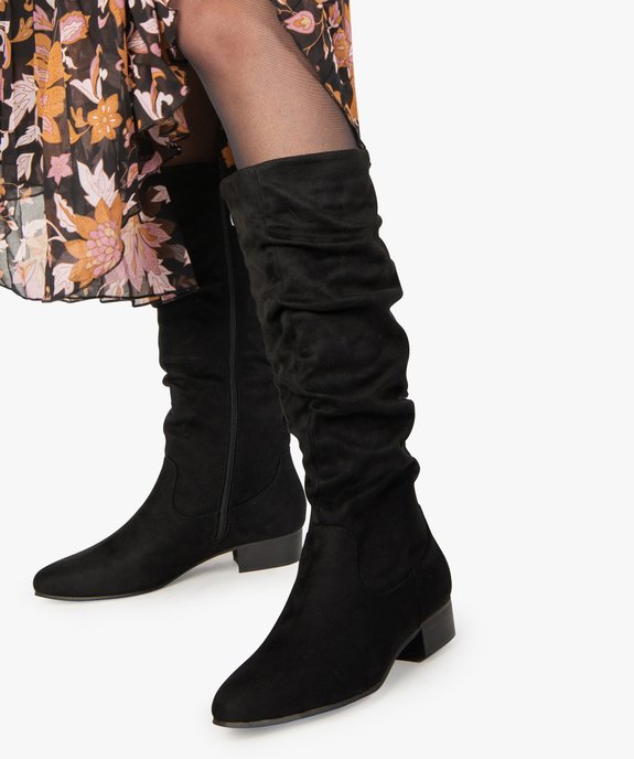 Bottes femme unies en suédine tige drapée vue1 - GEMO (CASUAL) - GEMO
