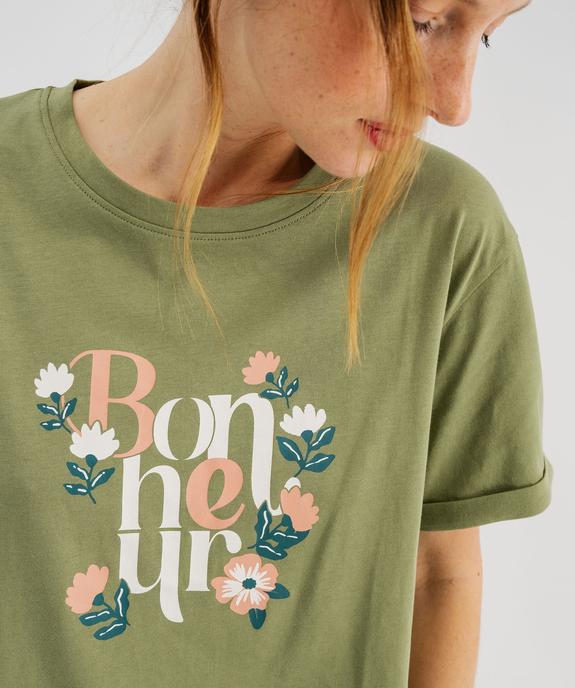 Chemise de nuit à manches courtes avec inscription femme vue4 - GEMO 4G FEMME - GEMO