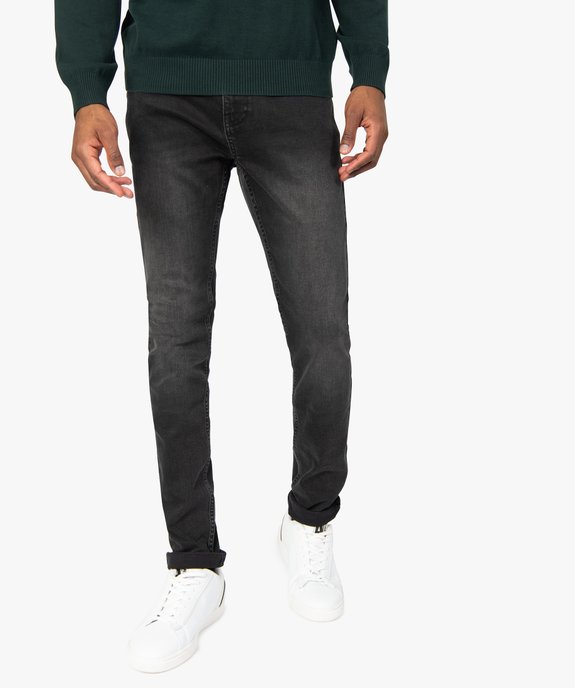 Jean homme skinny délavé avec plis sur les hanches vue1 - GEMO (HOMME) - GEMO