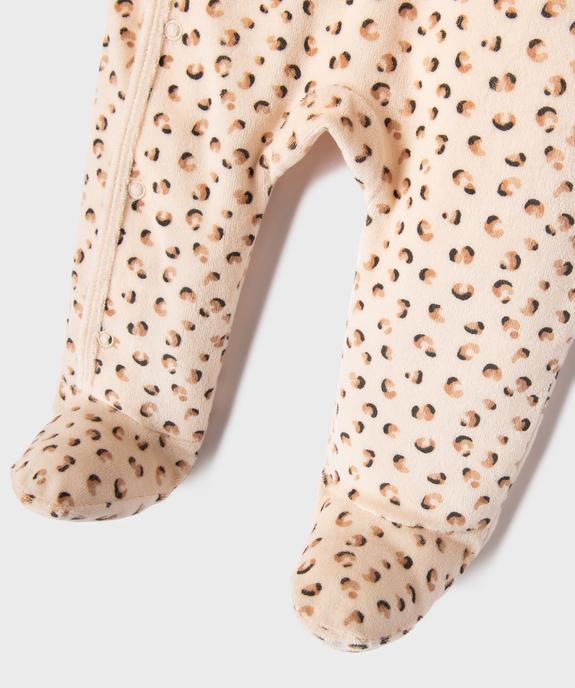 Pyjama en velours à motif léopard ouverture devant bébé fille vue3 - GEMO 4G BEBE - GEMO