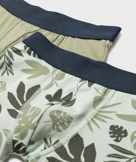 Boxers en coton stretch uni et imprimé garçon (lot de 2) vue2 - GEMO 4G GARCON - GEMO