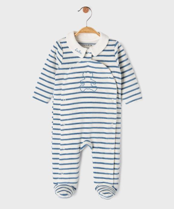 Pyjama dors-bien en velours ouvert devant bébé - LuluCastagnette vue1 - LULU CASTAGNETTE GEMO FOR GOOD - GEMO