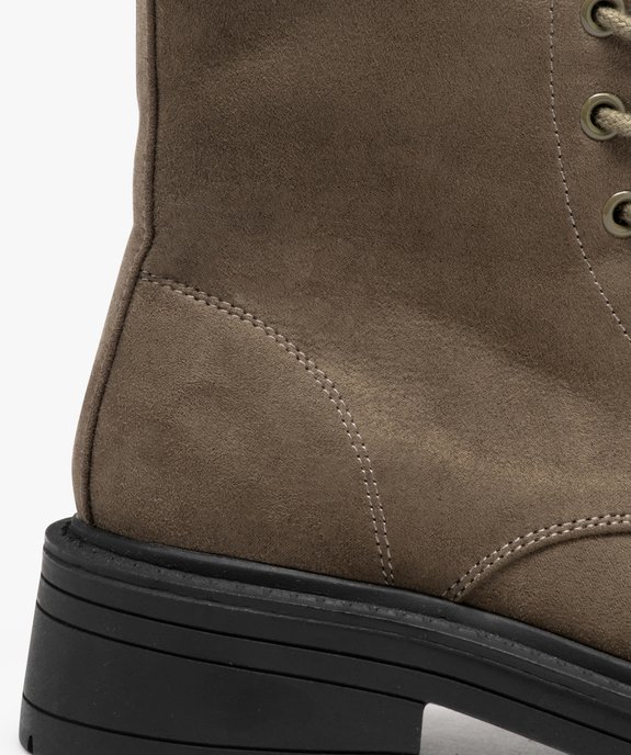 Boots femme dessus uni en suédine à zip et à lacets vue6 - GEMO (CASUAL) - GEMO
