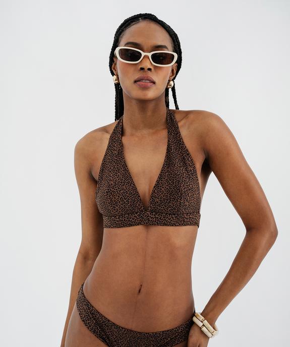 Haut de maillot de bain triangle à motif léopard avec mousses amovibles femme vue1 - GEMO (PLAGE) - GEMO