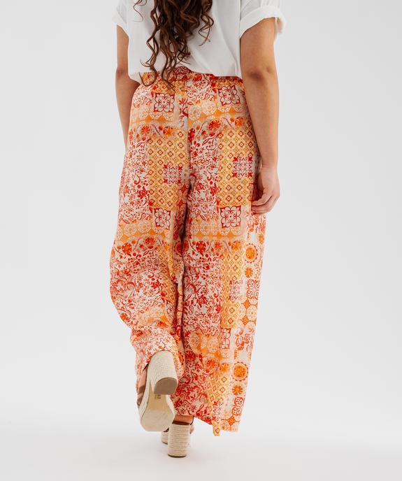 Pantalon fluide imprimé avec ceinture à nouer femme vue3 - GEMO 4G GT - GEMO