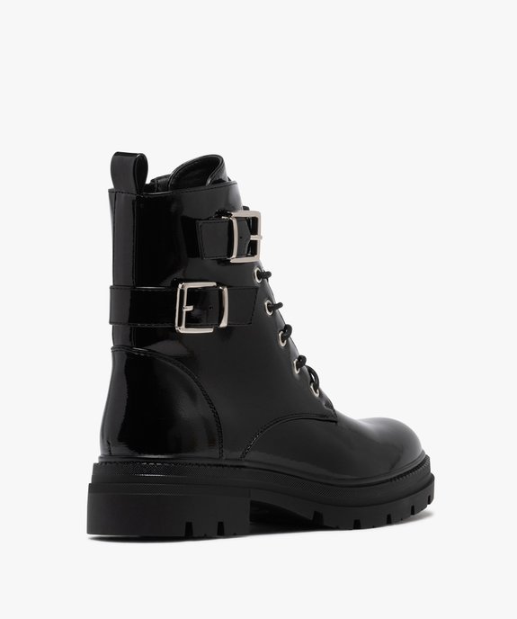 Boots vernies à semelle crantée et boucles femme vue4 - 5 MILES - GEMO