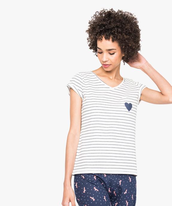 Haut de pyjama à manches courtes vue1 - GEMO(HOMWR FEM) - GEMO
