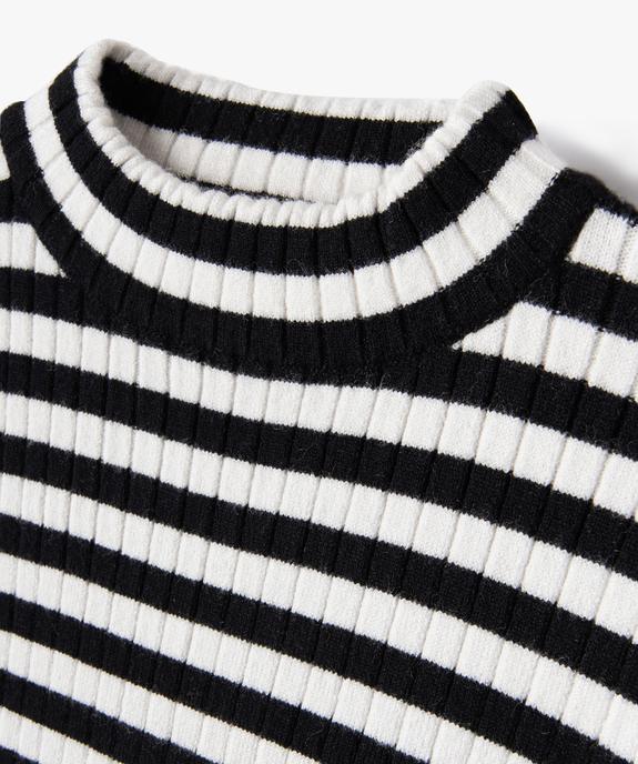 Pull rayé en maille côtelée fille - GEMO (ENFANT) Pull rayé en maille côtelée fille vue2 - GEMO (ENFANT) - GEMO