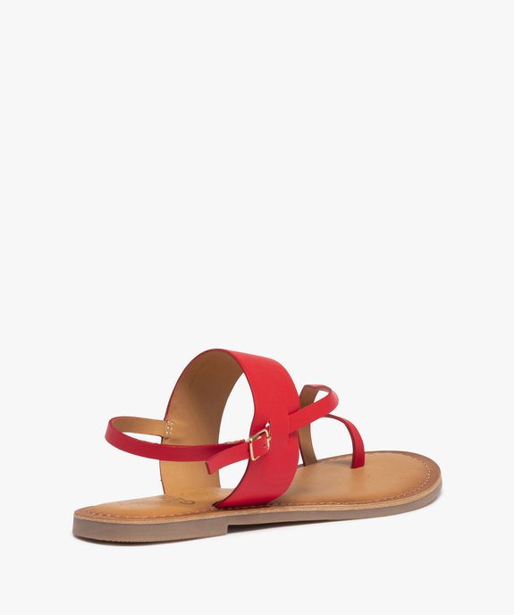 Sandales femme à talon plat et brides en cuir vue4 - GEMO (CASUAL) - GEMO