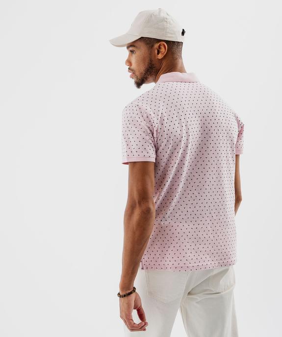 Polo manches courtes en maille piquée à micro-motifs homme vue3 - GEMO 4G HOMME - GEMO