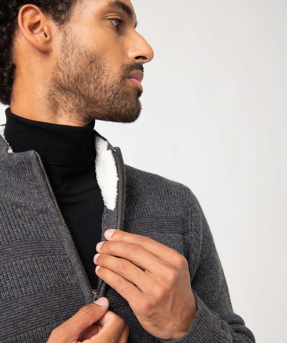 Gilet homme zippé avec col montant doublé vue2 - GEMO (HOMME) - GEMO
